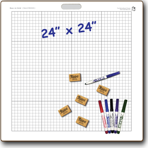 BASE TEN GRID  DOUBLE SIDED DRY ERASE,  24
