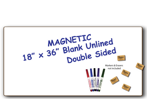 BLANK UNLINED MAGNETIC - SMALL GROUP BOARD - DOUBLE SIDED DRY ERASE, 18" x 36"  - MAG1836-2x - $20 each