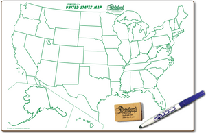 UNITED STATES MAP DOUBLE SIDED DRY ERASE,  11" x 16" Student Response Boards - USMC1116-2x