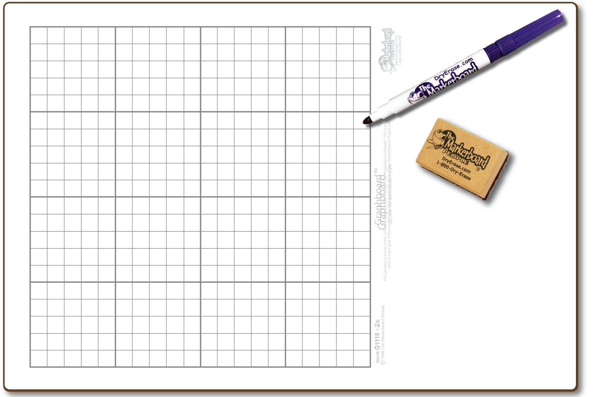 Grid dry erase whiteboard used for math practice in the classroom