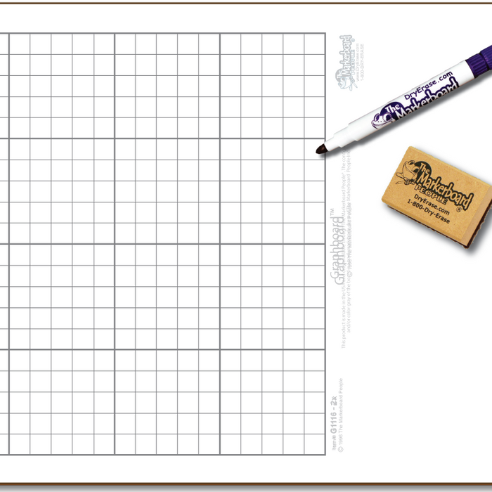 Grid dry erase whiteboard used for math practice in the classroom