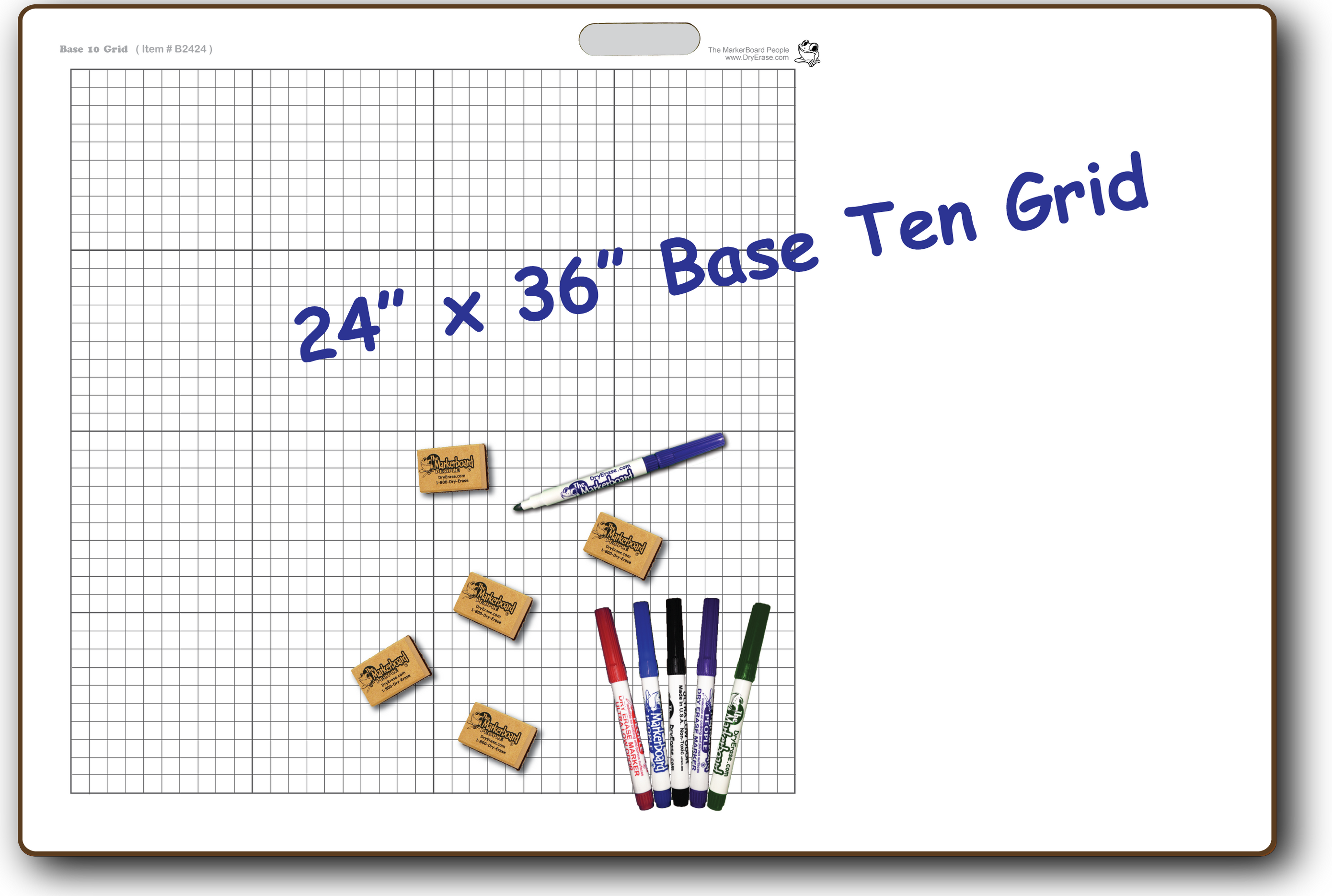 Base 10 Grid Board with Handle — DryErase.com
