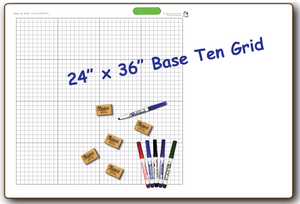 BASE 10 GRID DOUBLE SIDED DRY ERASE,  24" x 36" Student Whiteboards - B2436-2x-H - $28 each