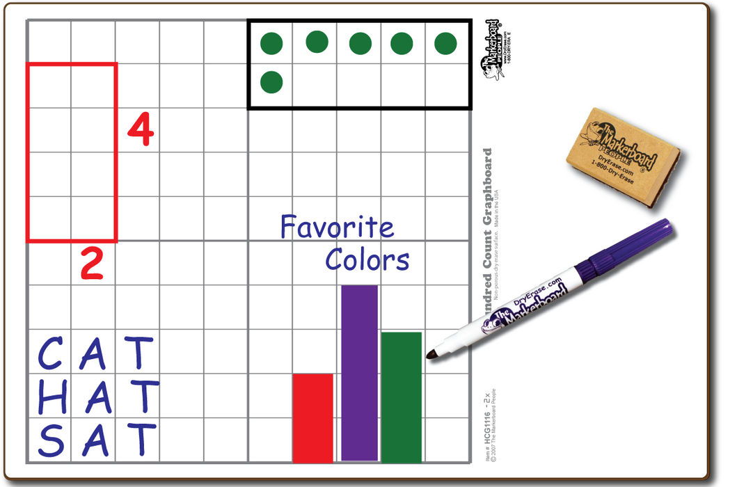 100 Count Graphboard - Marker & Eraser Combo Kit