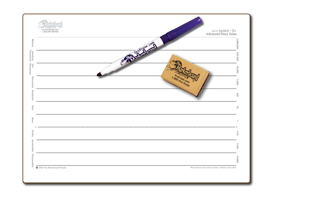 Advanced Place Value Board - Marker & Eraser Combo Kit