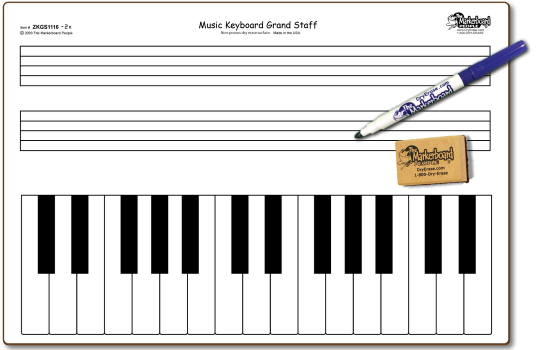 Keyboard Grand Staff Board - Marker & Eraser Combo Kit