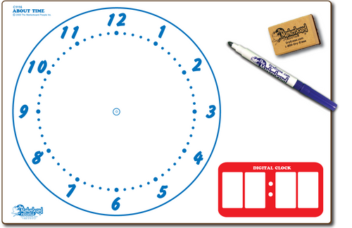 CLOCK ABOUT TIME DOUBLE SIDED DRY ERASE,  11