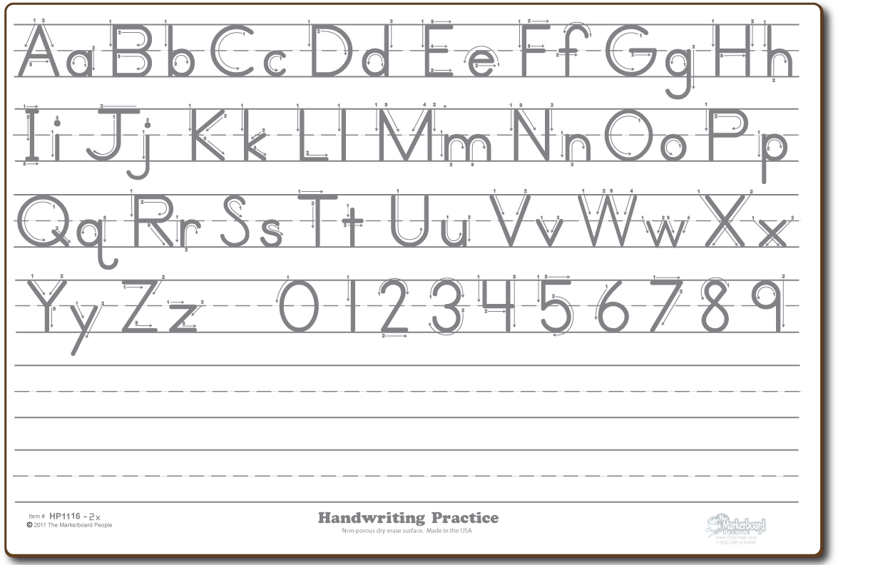 HANDWRITING PRACTICE- BOARDS ONLY - HP1116-2x – DryErase.com