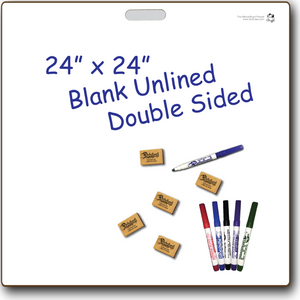 BLANK UNLINED DOUBLE SIDED DRY ERASE,  24" x 24" Student Whiteboards - M2424-2x-H - $15 each