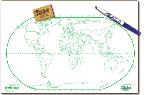 WORLD MAP DOUBLE SIDED DRY ERASE,  11