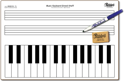 MUSIC KEYBOARD GRAND STAFF DOUBLE SIDED DRY ERASE,  11