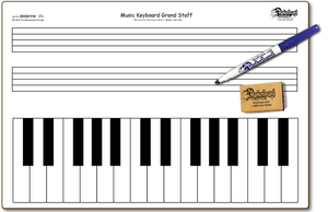 MUSIC KEYBOARD GRAND STAFF DOUBLE SIDED DRY ERASE,  11" x 16" Student Response Boards - ZKGSC1116-2x